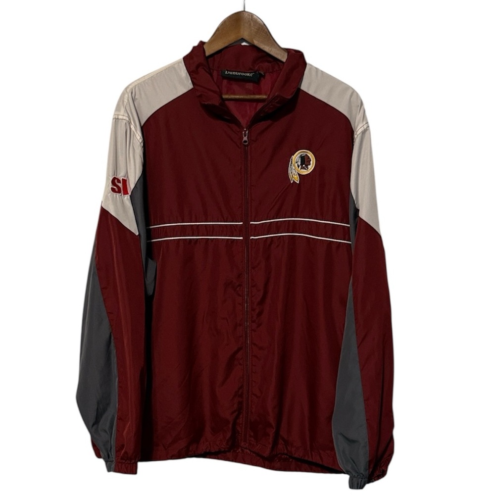 Vintage Washington Red Skins Commanders Football Full Zip Jacket with Patches XL